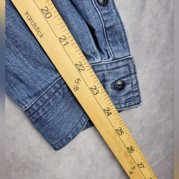 Madewell Dress Small Chambray Denim Blue Long Sleeve Button Front Collared Solid - Picture 10 of 11